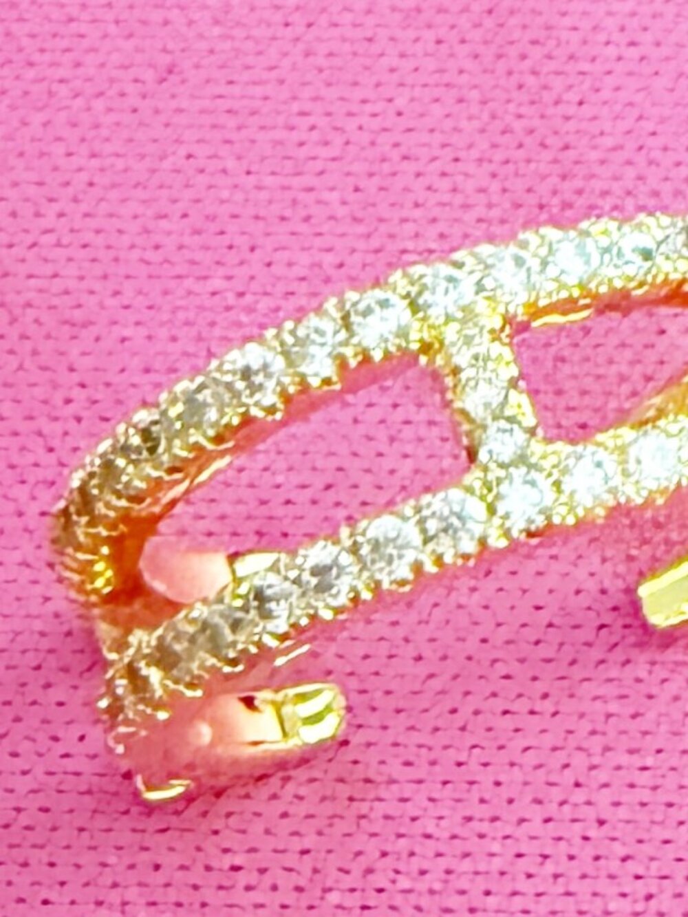 Crystal Embedded Gold Tone H Open Ring / Ear Cuff sz 6.5 - Picture 2 of 10
